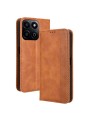 Калъф от еко кожа с ретро текстура тип портмоне за Honor 200 Smart - кафяв