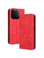 Калъф от еко кожа с ретро текстура тип портмоне за Honor 200 Smart - червен