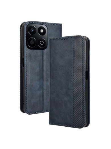 Калъф от еко кожа с ретро текстура тип портмоне за Honor 200 Smart - син Калъф от еко кожа с ретро текстура тип портмоне за Honor 200 Smart - син
