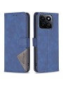 Калъф от еко кожа тип портмоне с геометрични линии за Honor 200 Smart - син