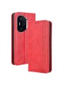Калъф от еко кожа с мозаечни елементи тип портмоне за Honor 300 Pro - червен