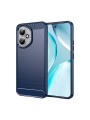 Мек удароустойчив гръб с текстура на карбонови влакна за Honor 400 - син