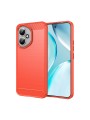 Мек удароустойчив гръб с текстура на карбонови влакна за Honor 400 - червен