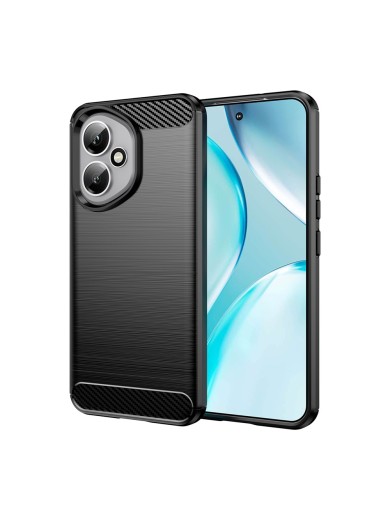 Мек удароустойчив гръб с текстура на карбонови влакна за Honor 400 - черен Мек удароустойчив гръб с текстура на карбонови влакна за Honor 400 - черен