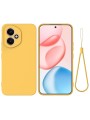 Предпазен устойчив на надраскване силиконов гръб с каишка за Honor 400 - жълт