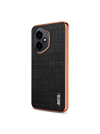 Предпазен гръб от еко кожа с крокодилски шарки за Honor 400 - черен