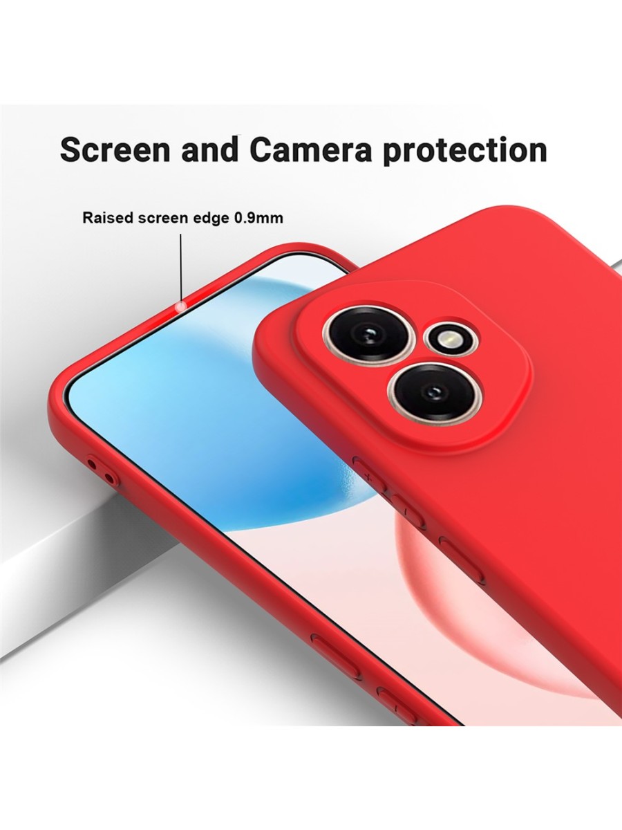 Предпазен устойчив на надраскване силиконов гръб с каишка за Honor 400 - червен