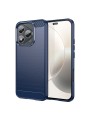 Мек удароустойчив гръб с текстура на карбонови влакна за Honor 400 Lite - син