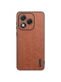 Удароустойчив гръб от еко кожа  с дървесна текстура за Honor 400 Lite - кафяв