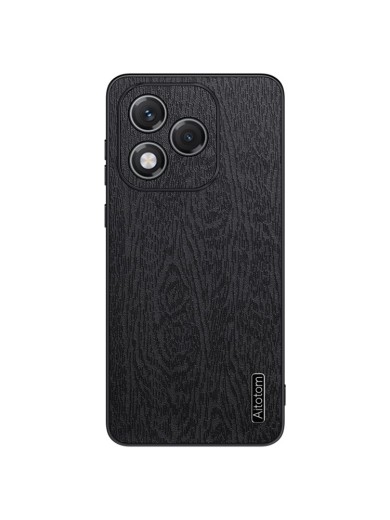 Удароустойчив гръб от еко кожа с дървесна текстура за Honor 400 Lite - черен Удароустойчив гръб от еко кожа с дървесна текстура за Honor 400 Lite - черен