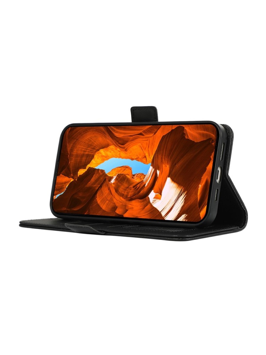 Калъф от еко кожа тип портмоне с RFID блокиране за Honor 400 Lite - черен