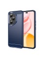 Мек удароустойчив гръб с текстура на карбонови влакна за Honor 400 Pro - син