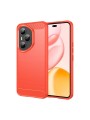 Мек удароустойчив гръб с текстура на карбонови влакна за Honor 400 Pro - червен
