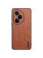 Удароустойчив гръб от еко кожа  с дървесна текстура за Honor 400 Pro - кафяв