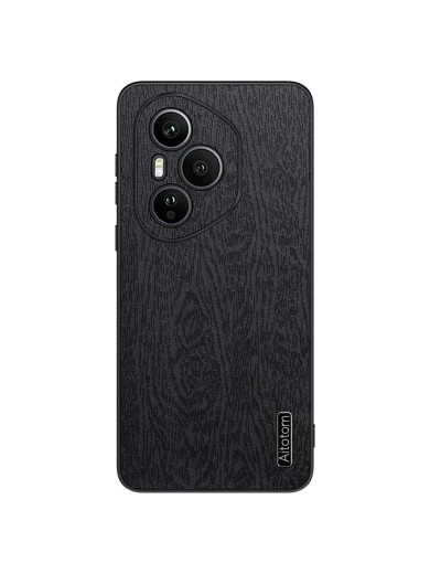 Удароустойчив гръб от еко кожа с дървесна текстура за Honor 400 Pro - черен Удароустойчив гръб от еко кожа с дървесна текстура за Honor 400 Pro - черен