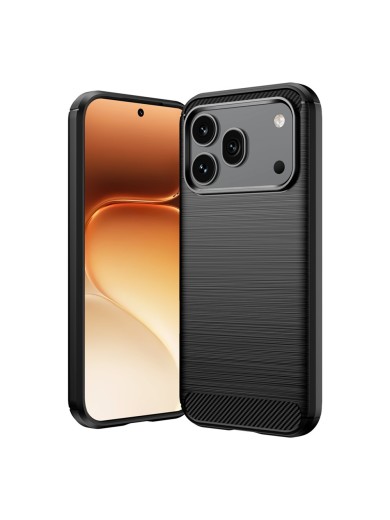 Мек удароустойчив гръб с текстура на карбонови влакна за Honor 600 - черен