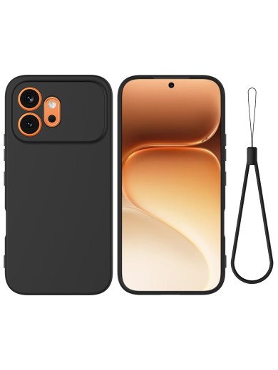 Предпазен устойчив на надраскване силиконов гръб с каишка за Honor 600 - черен