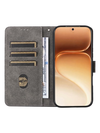 Калъф от еко кожа тип портмоне с RFID блокиране за Honor 600 - черен