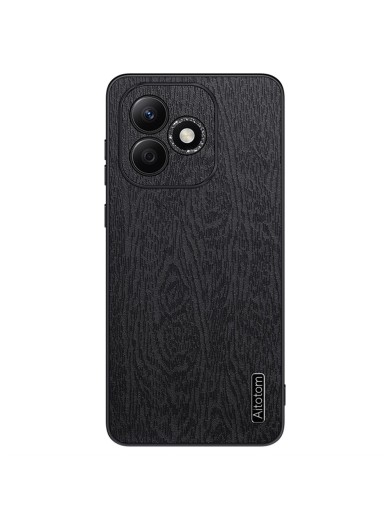 Удароустойчив гръб от еко кожа с дървесна текстура за Honor 600 Lite - черен Удароустойчив гръб от еко кожа с дървесна текстура за Honor 600 Lite - черен
