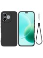Предпазен устойчив на надраскване силиконов гръб с каишка за Honor 600 Lite - черен