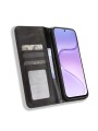 Калъф от еко кожа с ретро текстура тип портмоне за Honor 600 Smart - черен