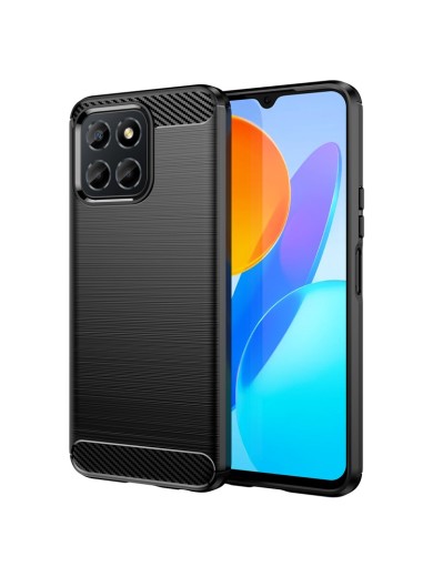 Мек удароустойчив гръб с текстура на карбонови влакна за Honor 70 Lite - черен
