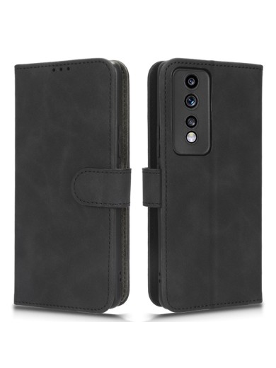 Телефонен калъф от еко кожа за Honor 80 GT с вид на портфейл - черен