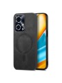 Предпазен гръб от еко кожа съвместим с MagSafe за Honor 90 GT - черен