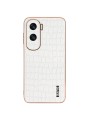 Предпазен гръб от еко кожа с крокодилски шарки за Honor 90 Lite - бял