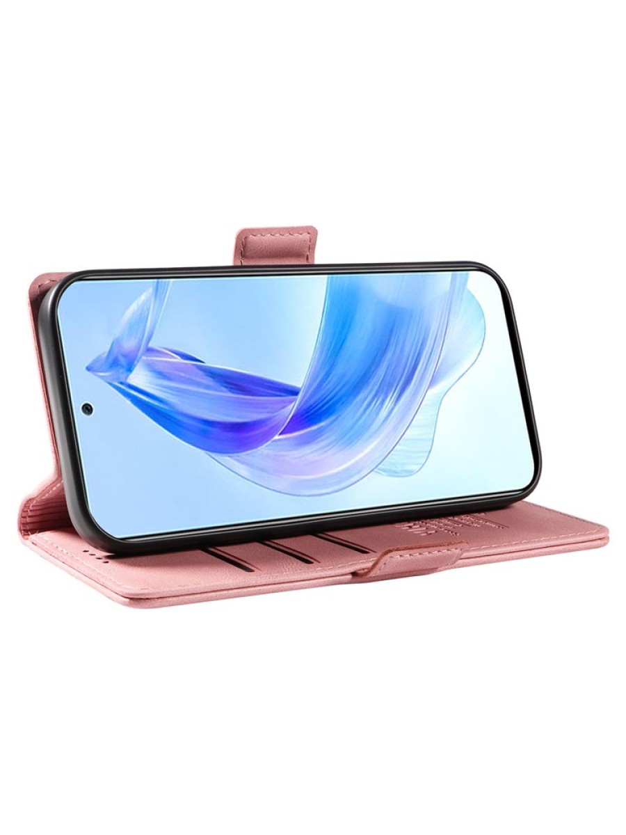 Калъф от еко кожа тип портмоне за Honor 90 Lite - розов