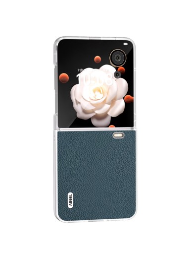 Удароустойчив предпазен гръб от естествена кожа за Honor Magic V Flip - зелен
