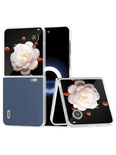 Удароустойчив предпазен гръб от естествена кожа за Honor Magic V Flip - син