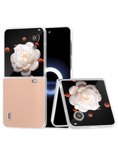 Удароустойчив предпазен гръб от естествена кожа за Honor Magic V Flip - розов