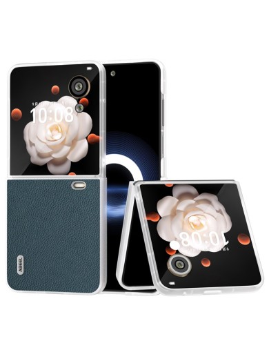 Удароустойчив предпазен гръб от естествена кожа за Honor Magic V Flip - зелен