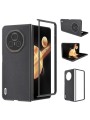Предпазен гръб от естествена телешка кожа с рамка за Honor Magic V3 - черен