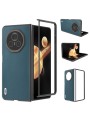 Предпазен гръб от естествена телешка кожа с рамка за Honor Magic V3 - зелен