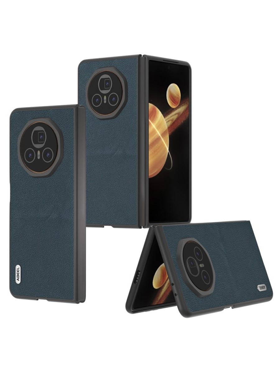 Предпазен гръб от естествена телешка кожа за Honor Magic V3 - зелен