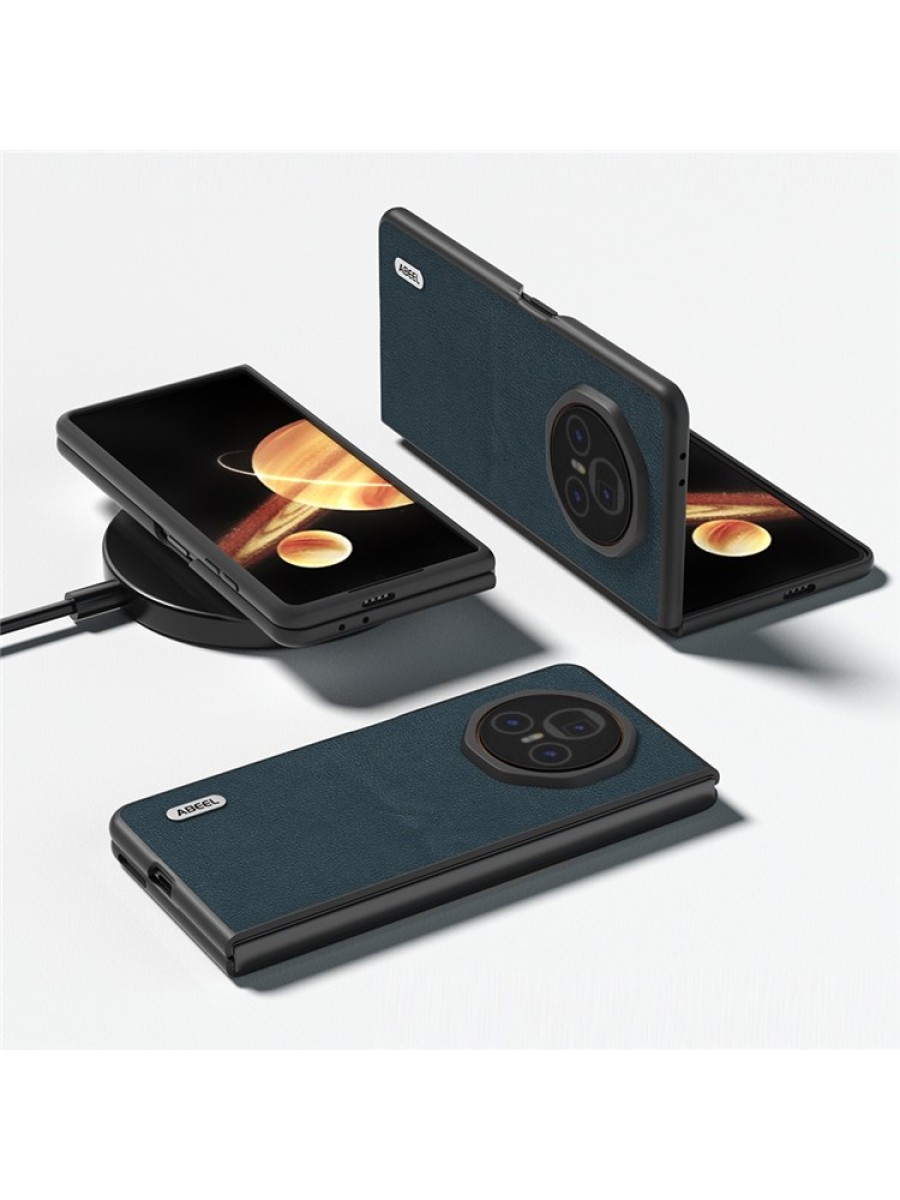 Предпазен гръб от естествена телешка кожа за Honor Magic V3 - зелен