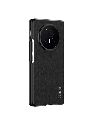 Удароустойчив гръб от еко кожа с дървесна текстура за Honor Magic V5 - черен