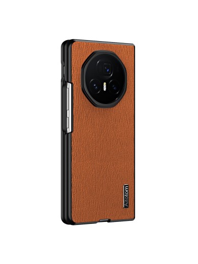 Удароустойчив гръб от еко кожа с дървесна текстура за Honor Magic V5 - кафяв