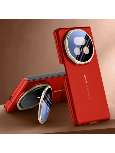 Предпазен гръб от еко кожа с рамка за Honor Magic V5 - червен