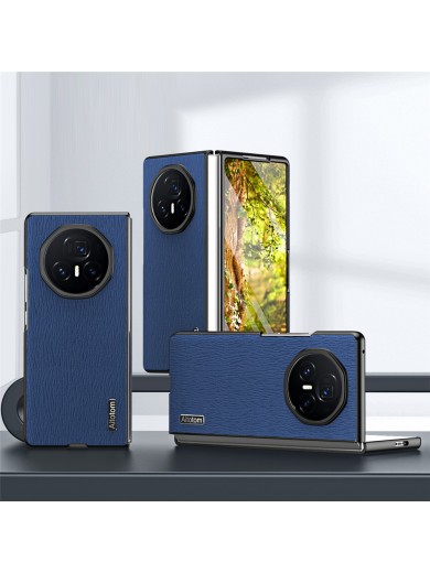 Удароустойчив гръб от еко кожа с дървесна текстура за Honor Magic V5 - син