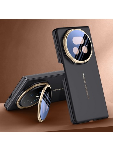 Предпазен гръб от еко кожа с рамка за Honor Magic V5 - черен