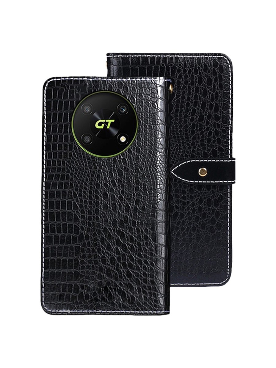 Калъф от еко кожа с крокодилова текстура тип портмоне за Honor Magic4 Lite - черен