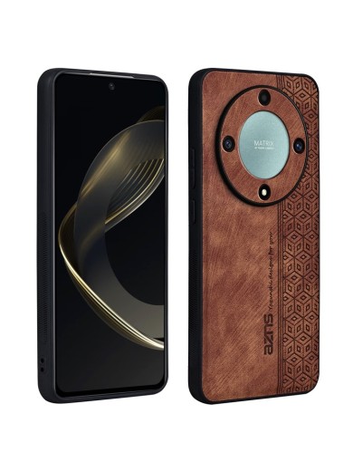 Противоплъзгащ се тънък гръб от еко кожа за Honor Magic6 Lite - кафяв