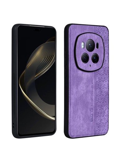 Противоплъзгащ се тънък гръб от еко кожа за Honor Magic6 Pro - лилав