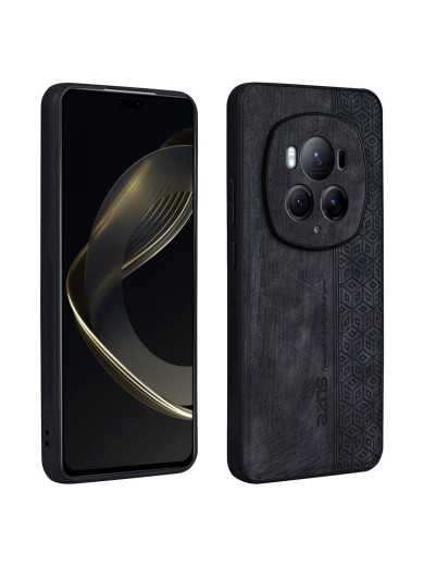 Противоплъзгащ се тънък гръб от еко кожа за Honor Magic6 Pro - черен