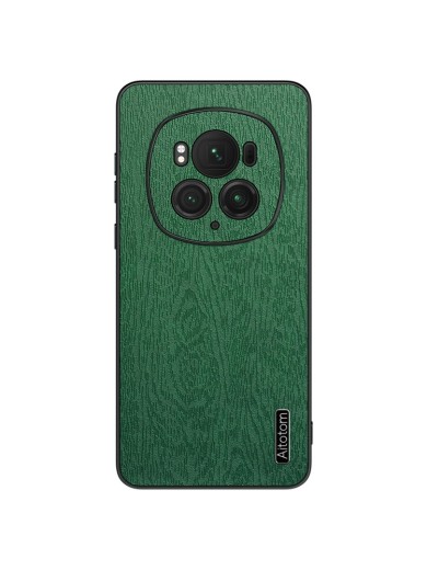 Удароустойчив гръб от еко кожа  с дървесна текстура за Honor Magic6 Pro - зелен
