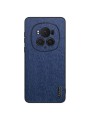 Удароустойчив гръб от еко кожа  с дървесна текстура за Honor Magic6 Pro - син