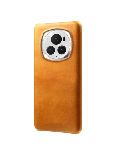 Предпазен гръб от eко кожа за Honor Magic6 Pro - оранжев